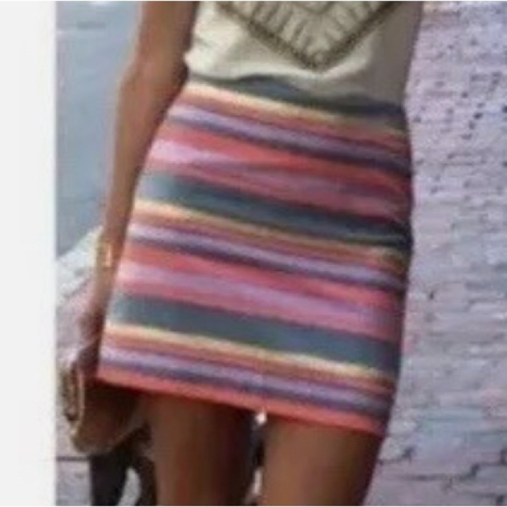 J Crew Sz 2 Striped Multicolored Skirt